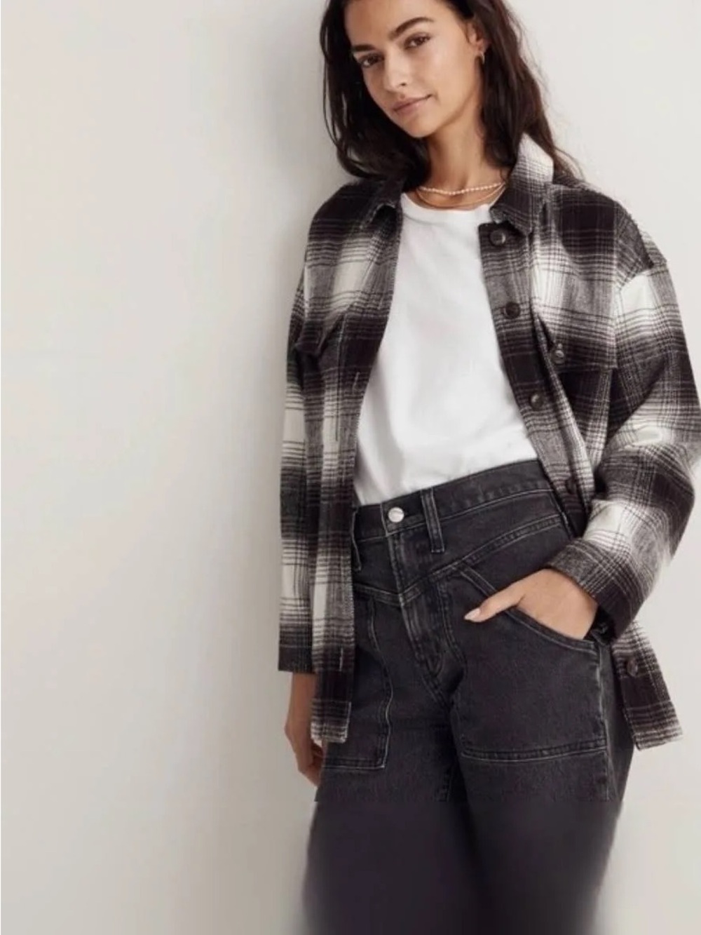 Madewell Black & White Plaid Shacket